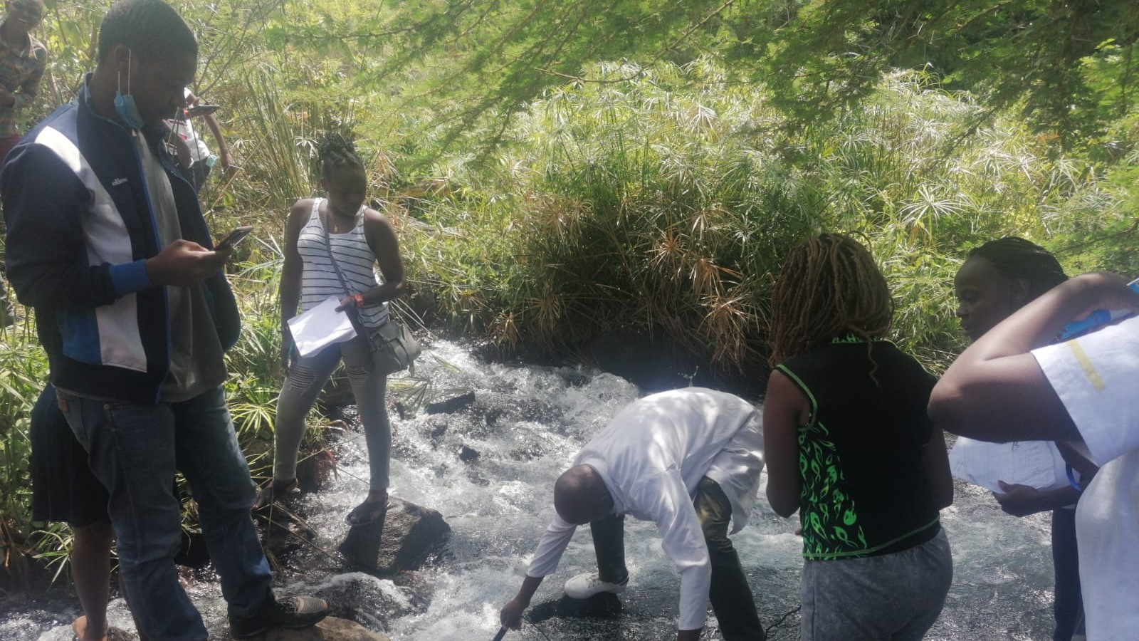 Water sampling at Mzima Springs of the Tsavo National Park 